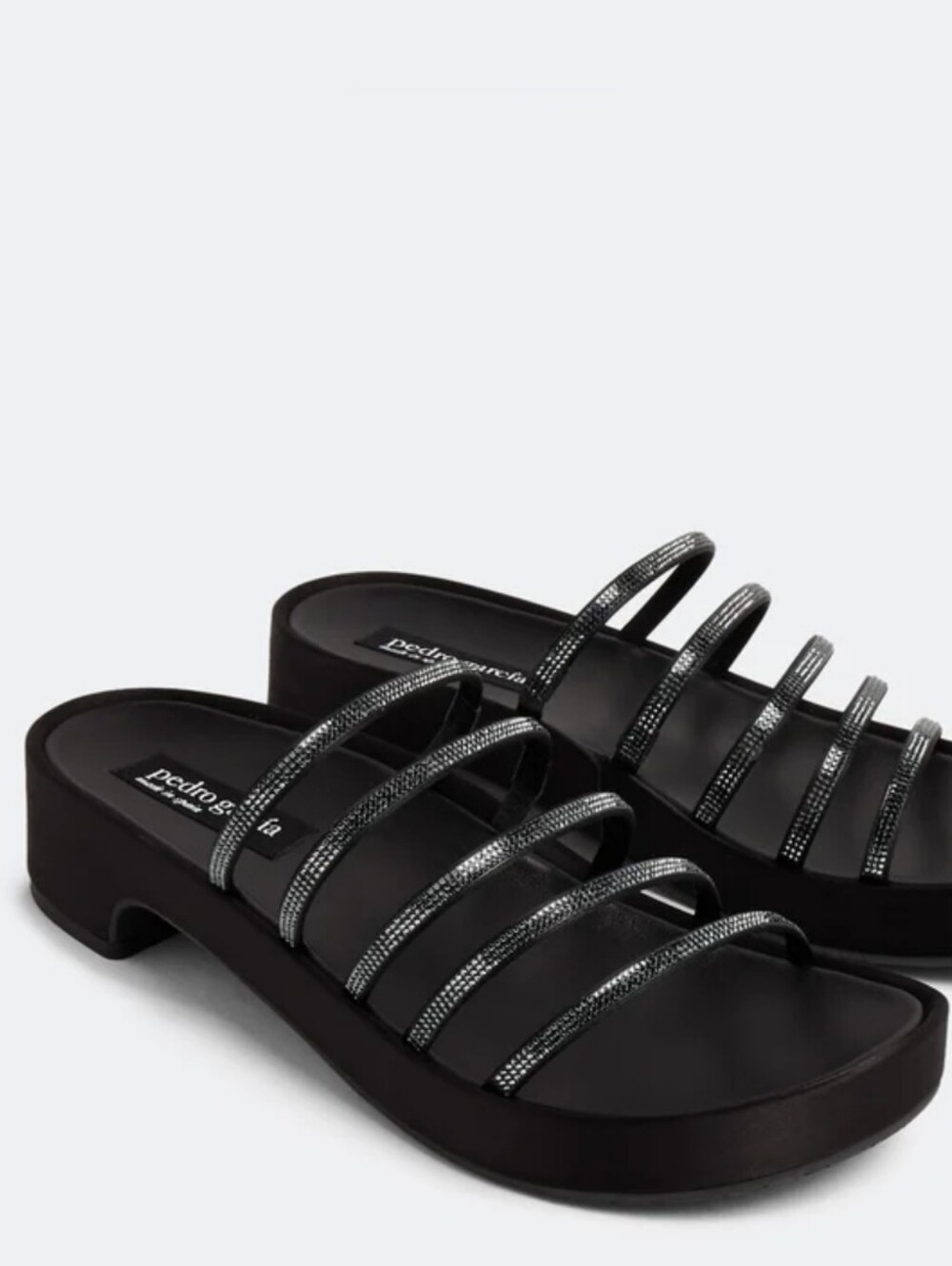 PEDRO GARCIA Laryn Black Crystal-Strap Platform Sandals 10 NWT